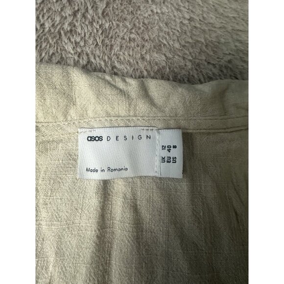 ASOS DESIGN Women’s linen sleeveless knot front mini NATURAL Size 8 New - Picture 7 of 13